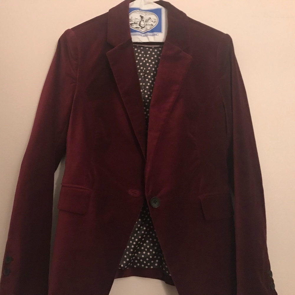 Boden Mulled Wine Stretch Velvet Jacket